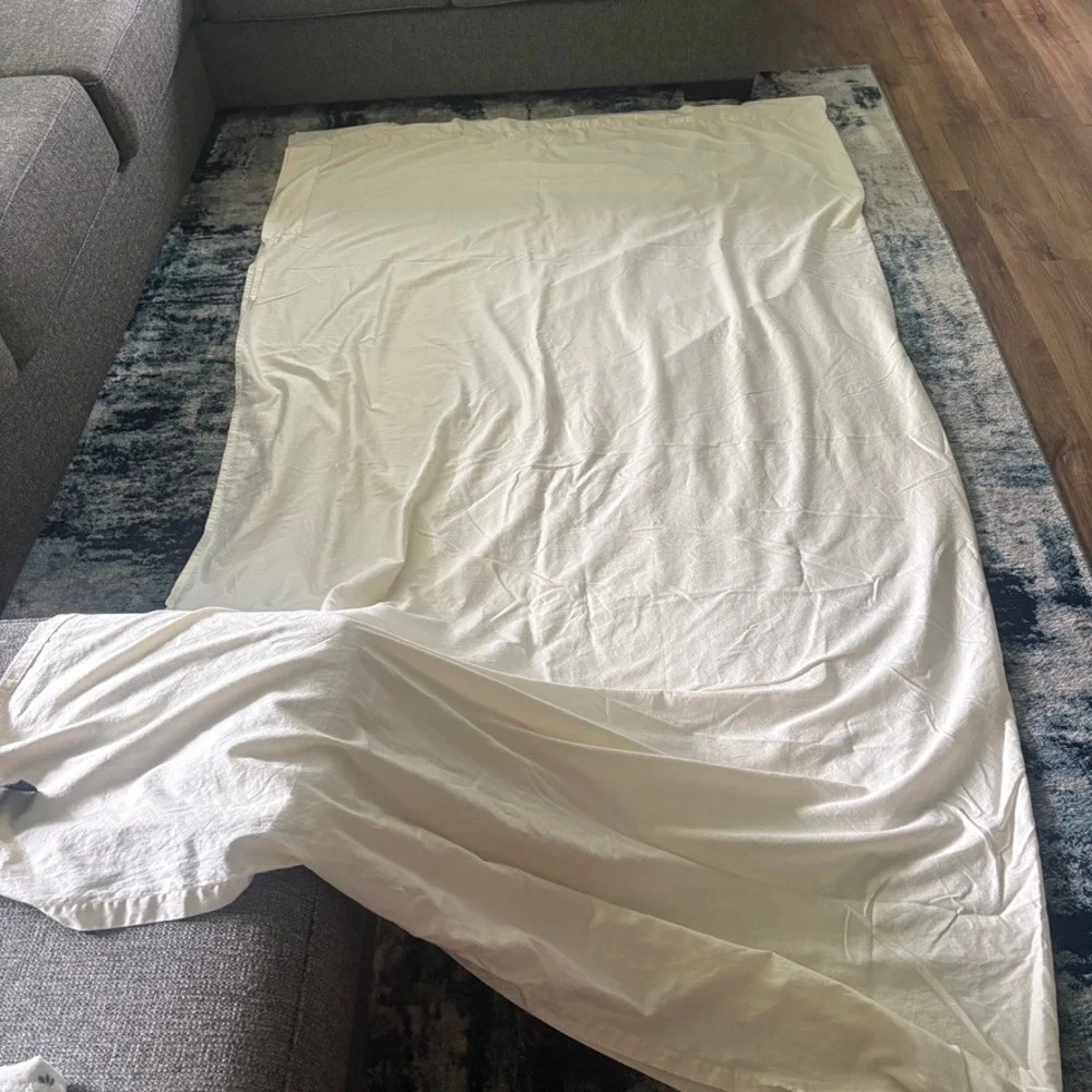 Ralph Lauren Home Hemstitched Cotton King Size Flat Sheet Ivory Luxury